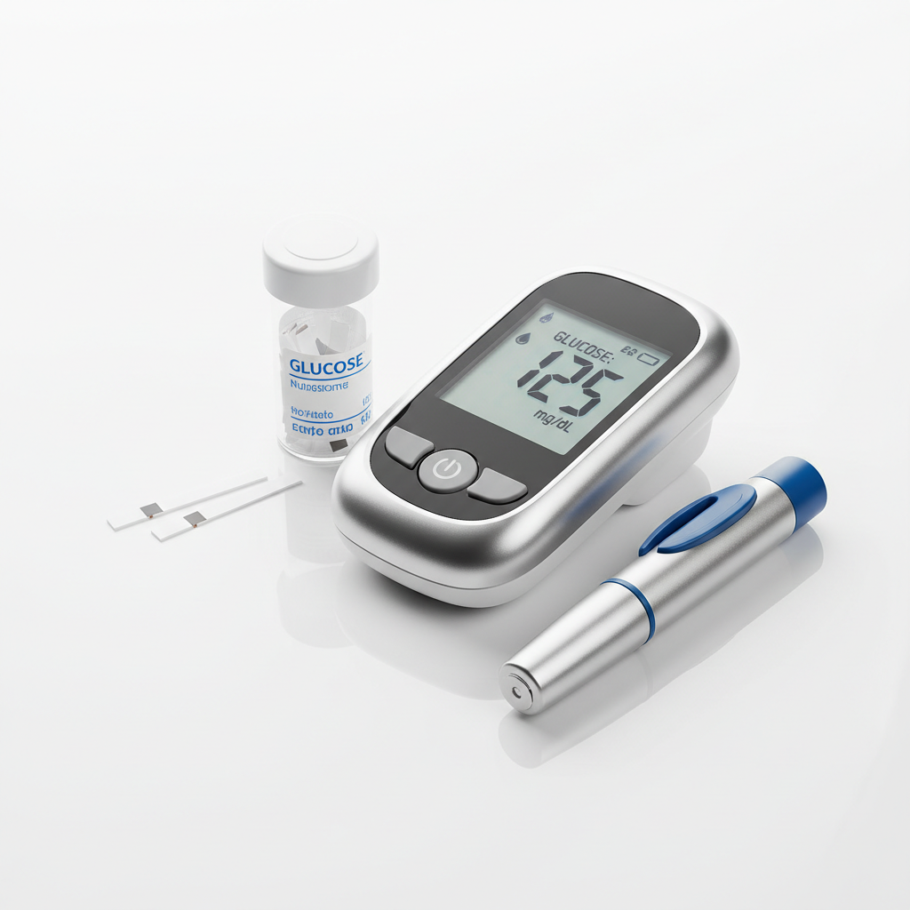 Glucometer with Test Strips & Lancet Pen