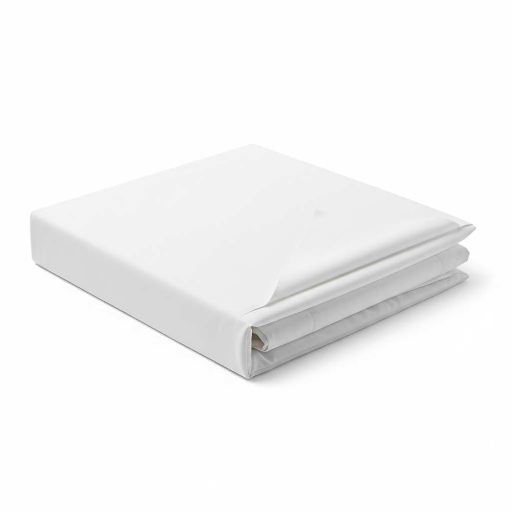 Waterproof hospital-grade medical mattress cover on white background
