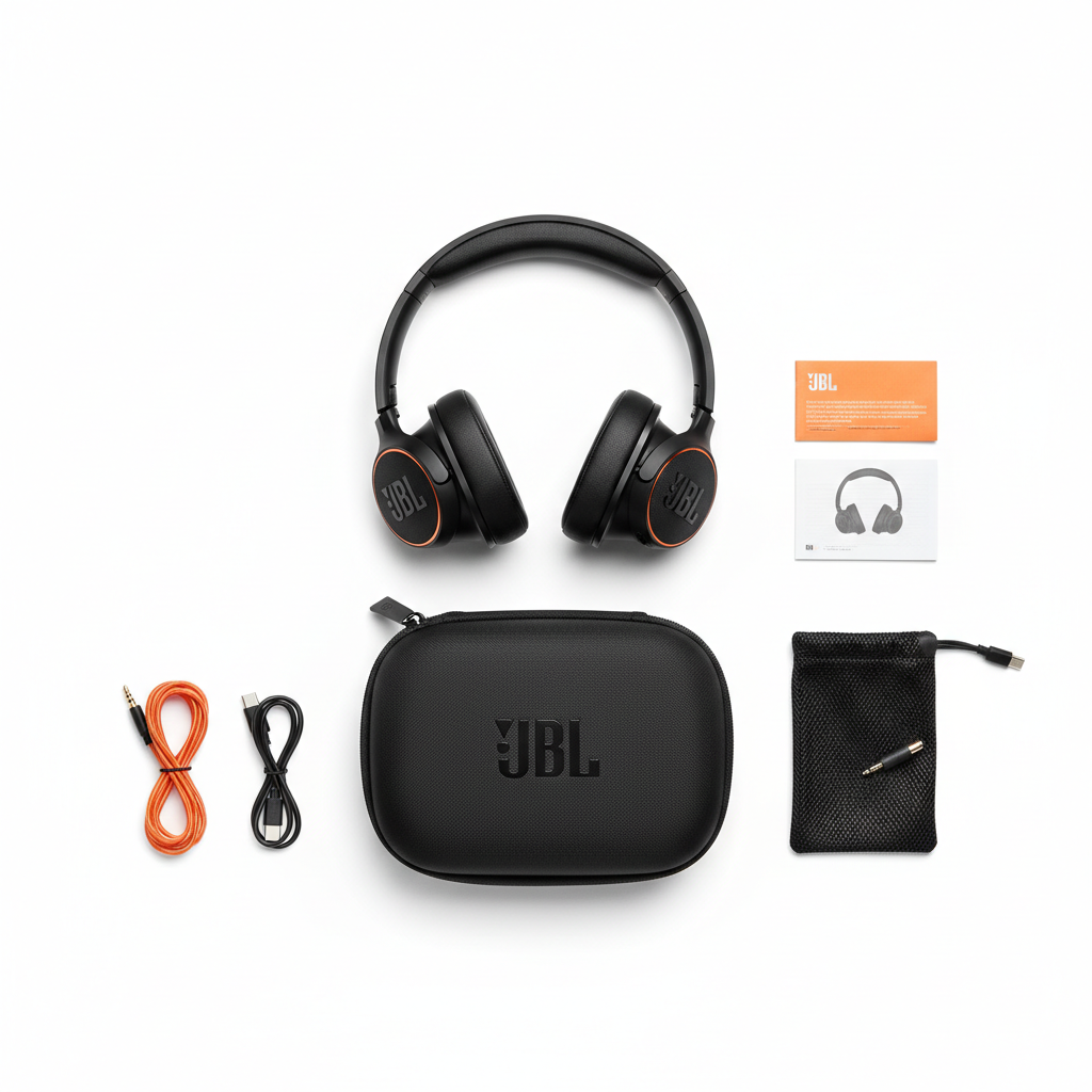 JBL headphones with accessories