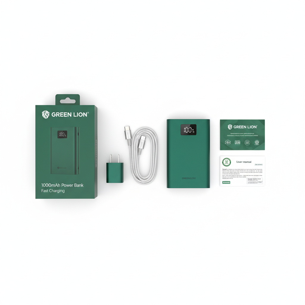 Green Lion power bank with cable