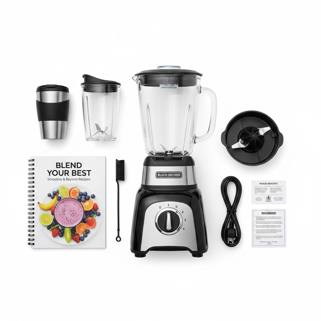 Black+Decker blender with accessories