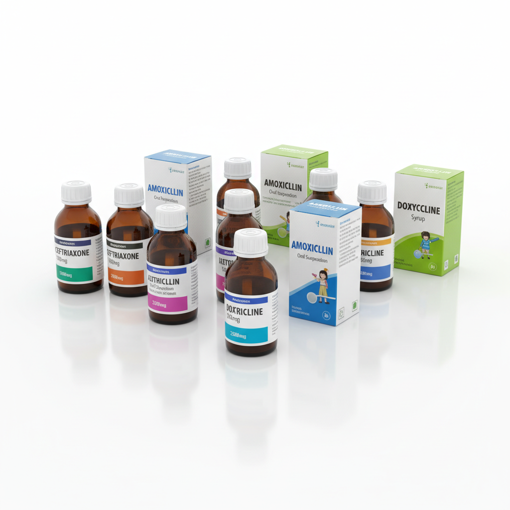 Antibiotic bottles and oral suspension packaging