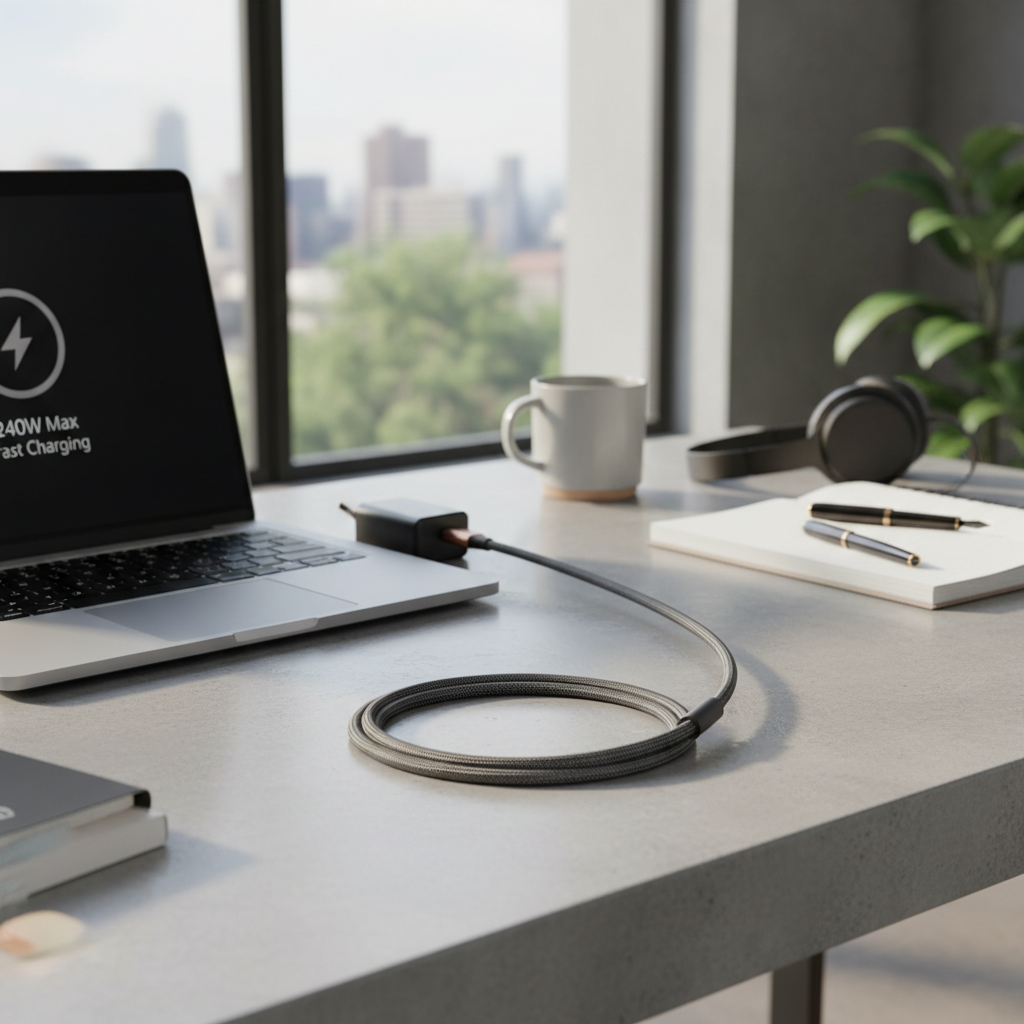 USB-C cable charging laptop