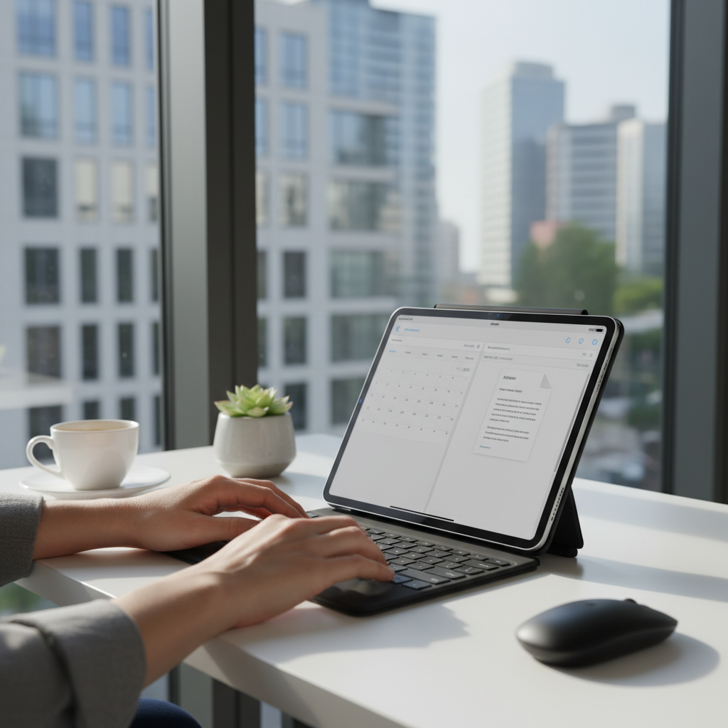 Person using iPad keyboard