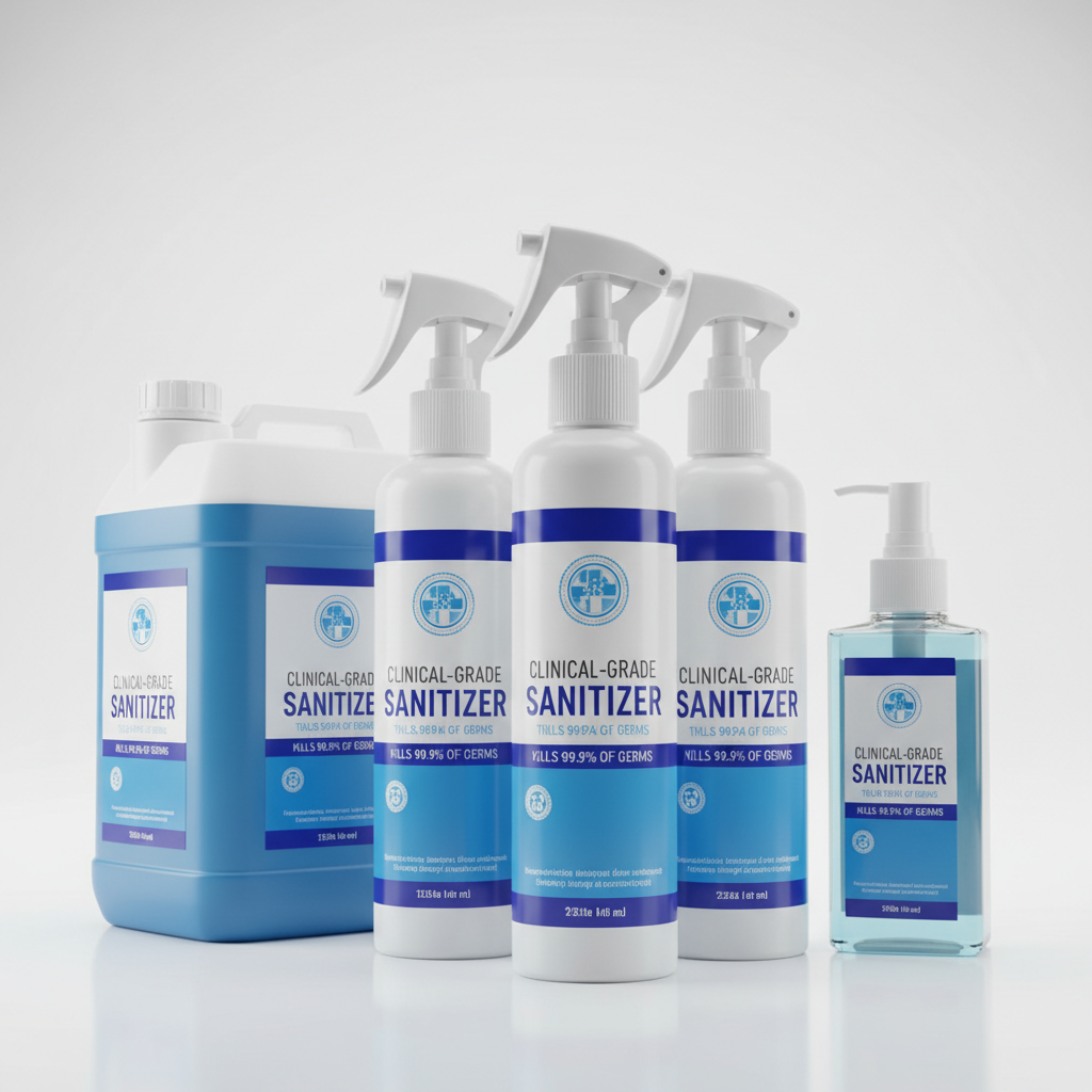 Medical disinfectant spray bottles hero shot