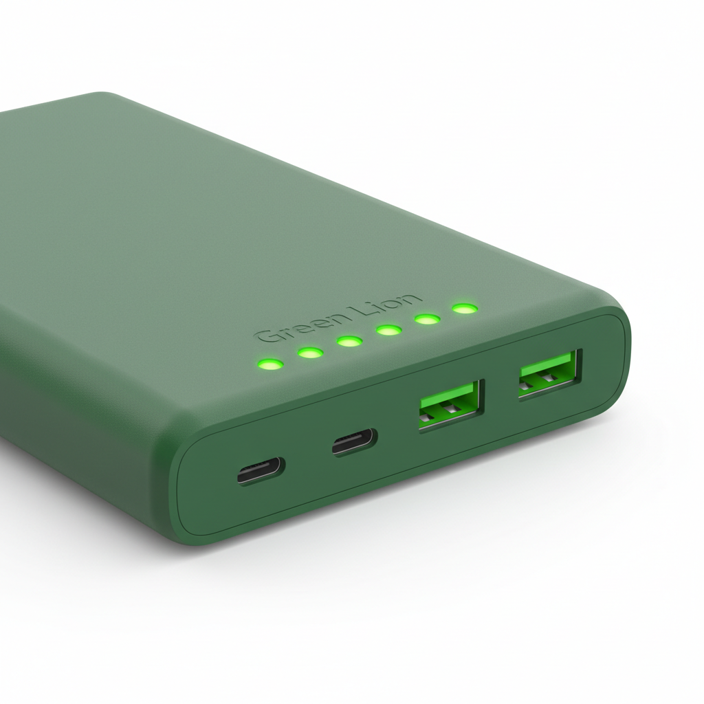 Green Lion power bank ports detail