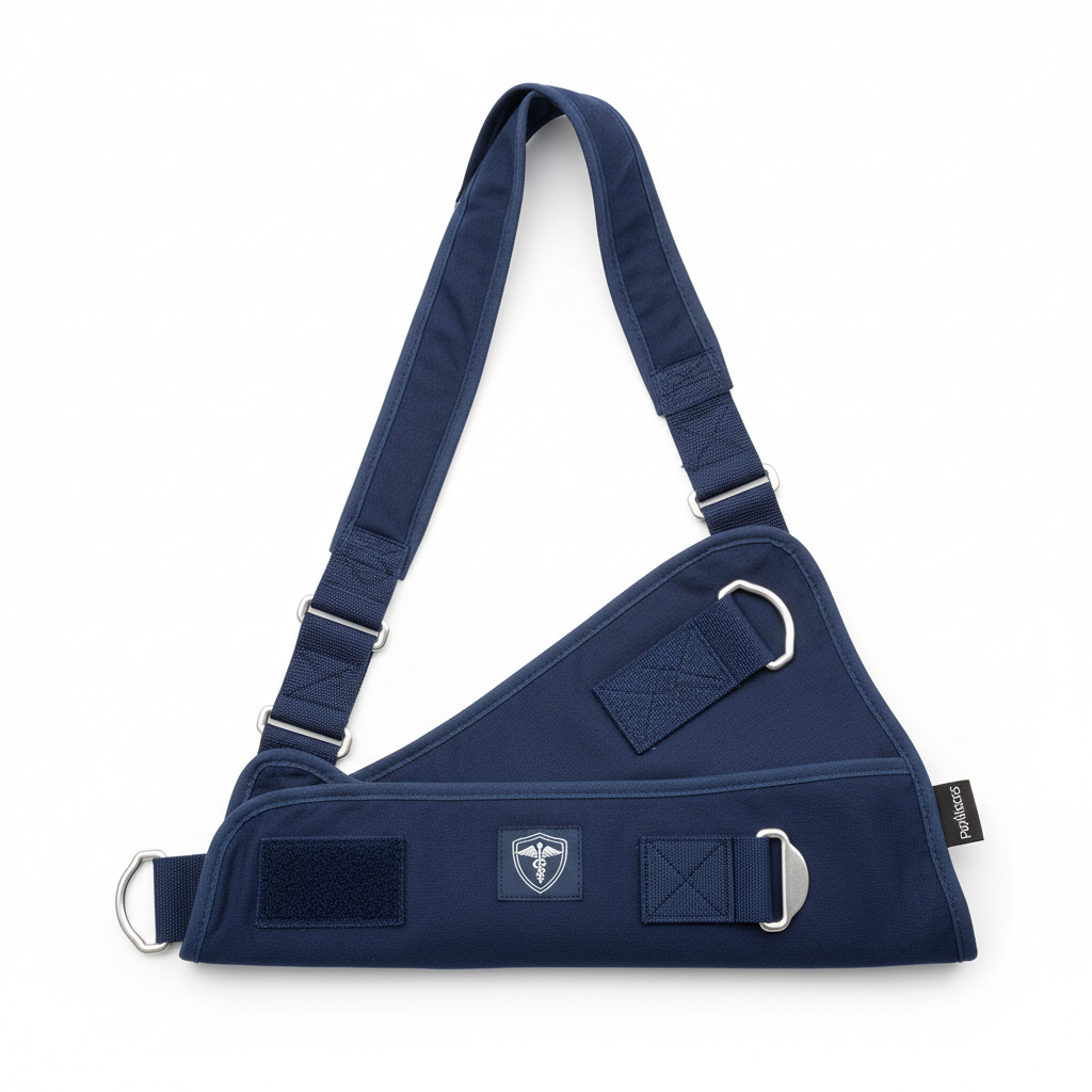 Adjustable medical arm sling on white background